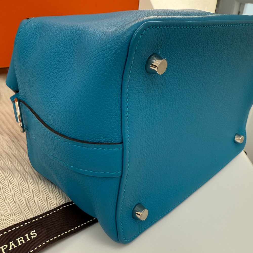 New Hermès Toolbox 20 Bleu Swift Leather Full Set Palladium Hardware Bag - Picture 10 of 16